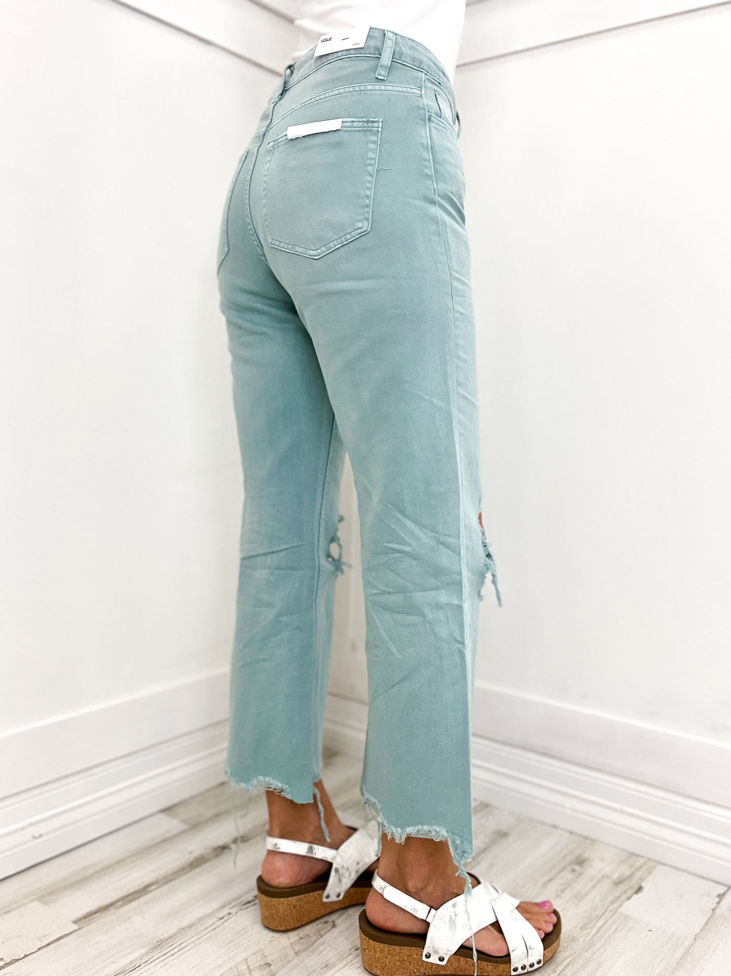 Vervet Super Fly Vintage Cropped Flare Jeans in Cloud Blue