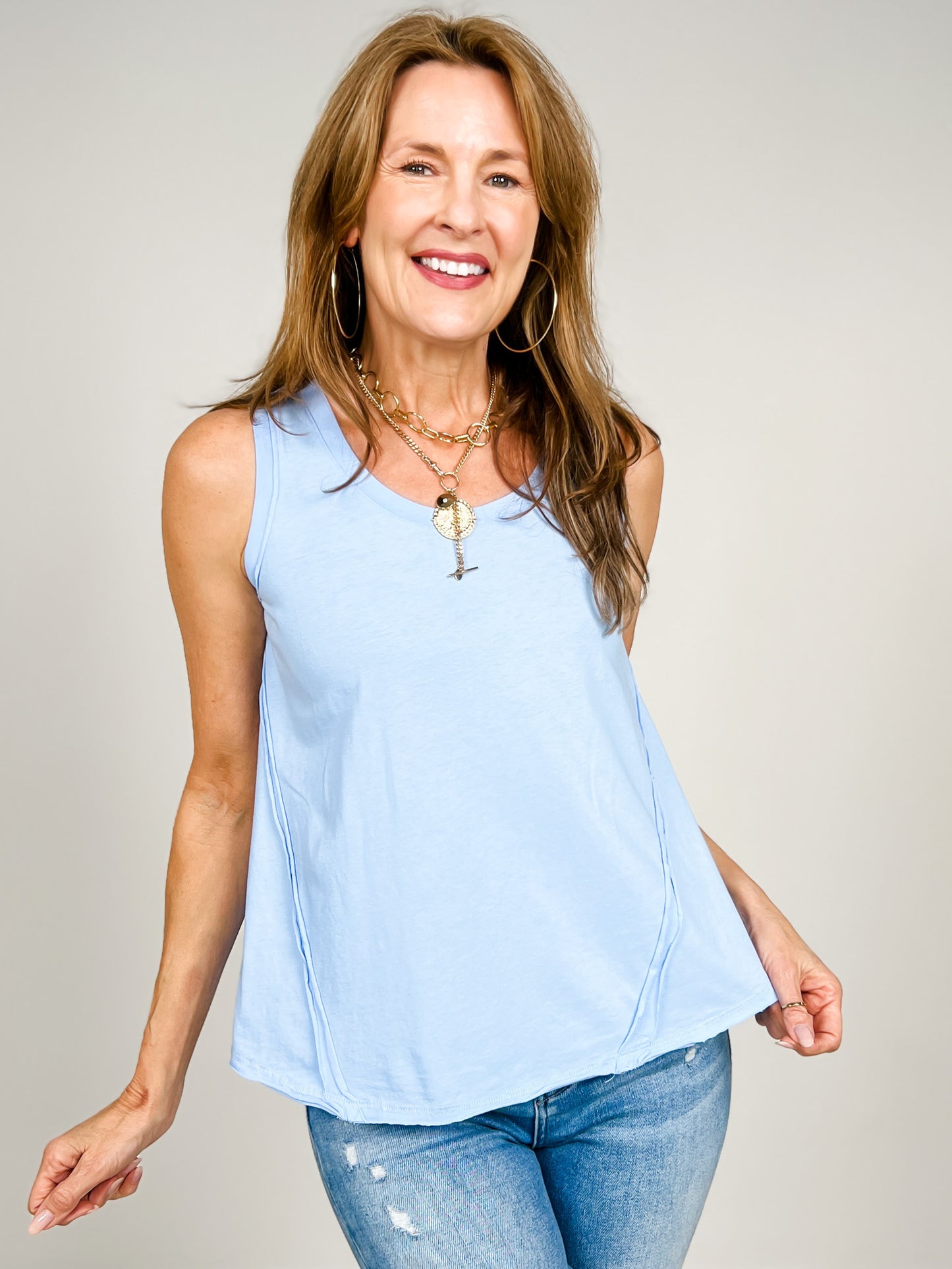 The Essential Raw Edge Cotton Tank - GRP A