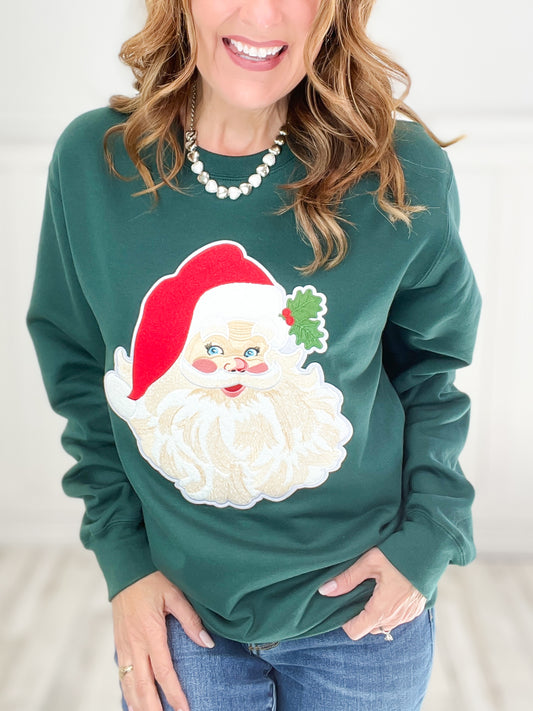 Vintage Santa Chenille Sweatshirt Top