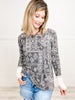 AZTEC PRINT FRENCH TERRY TOP WITH THUMB OPENING