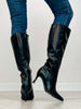 Elegant Stiletto Pointed-Toe Boots in Black