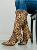 Elegant Stiletto Pointed-Toe Boots in Leopard Suede