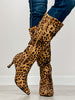 Elegant Stiletto Pointed-Toe Boots in Leopard Suede