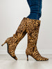 Elegant Stiletto Pointed-Toe Boots in Leopard Suede