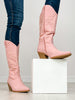 Nubuck Leather Western Boots in Pink
