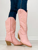 Nubuck Leather Western Boots in Pink