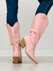Nubuck Leather Western Boots in Pink