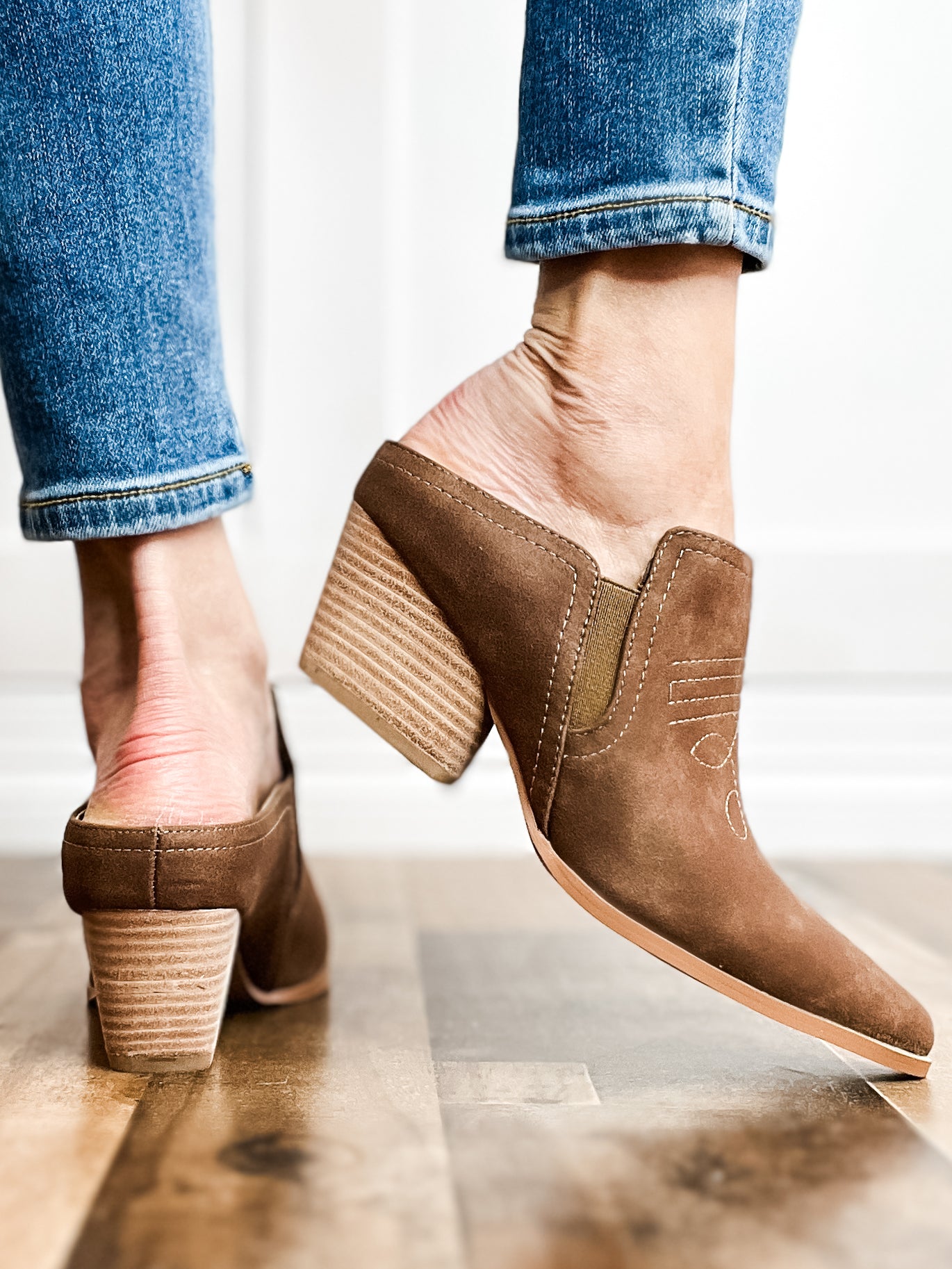 Corkys Toe Tapper Boot Mules in Cognac