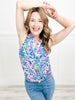 I'm Still Standing Sleeveless Top with V-Neckline in Paisley Print