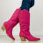Nubuck Leather Western Boots in Fuchsia