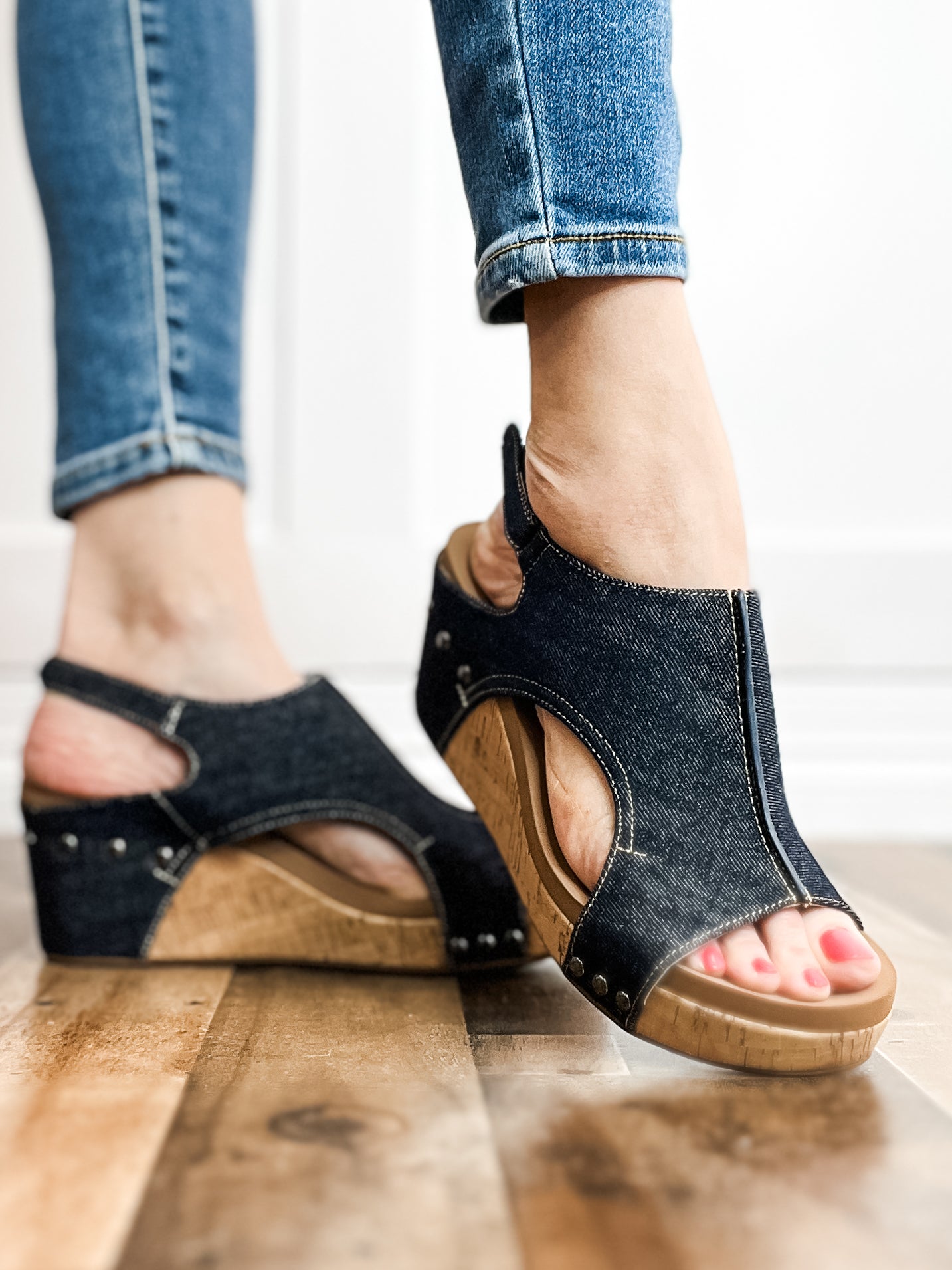 Corkys Carley Wedge Sandals in Denim