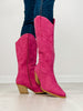 Nubuck Leather Western Boots in Fuchsia
