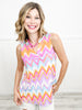 Lets Go Crazy Sleeveless Top with V-Neckline in Chevron Print