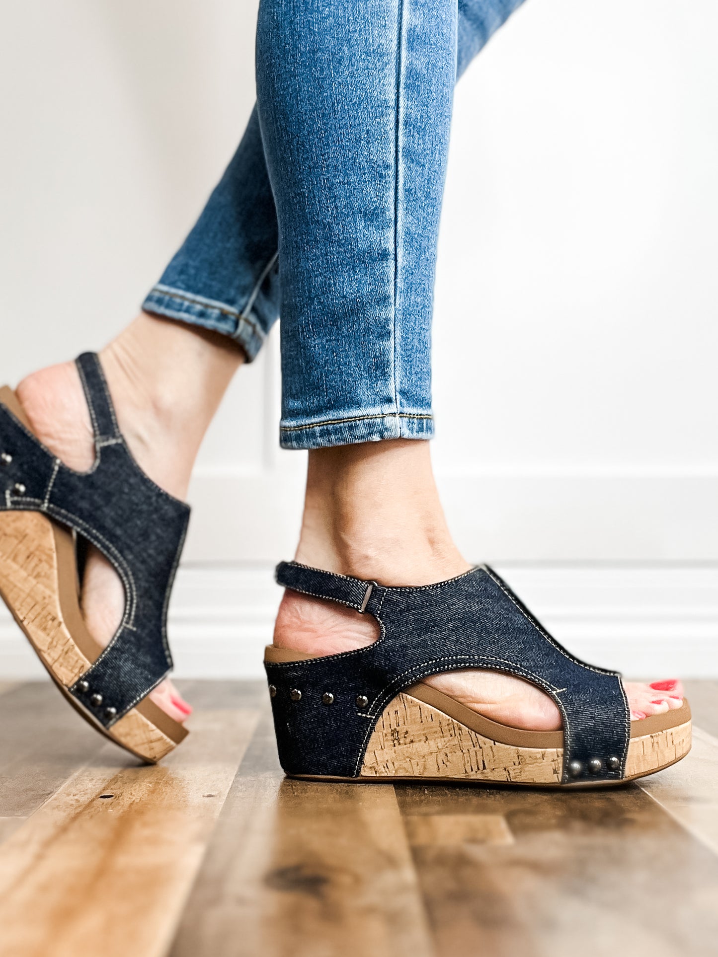 Corkys Carley Wedge Sandals in Denim