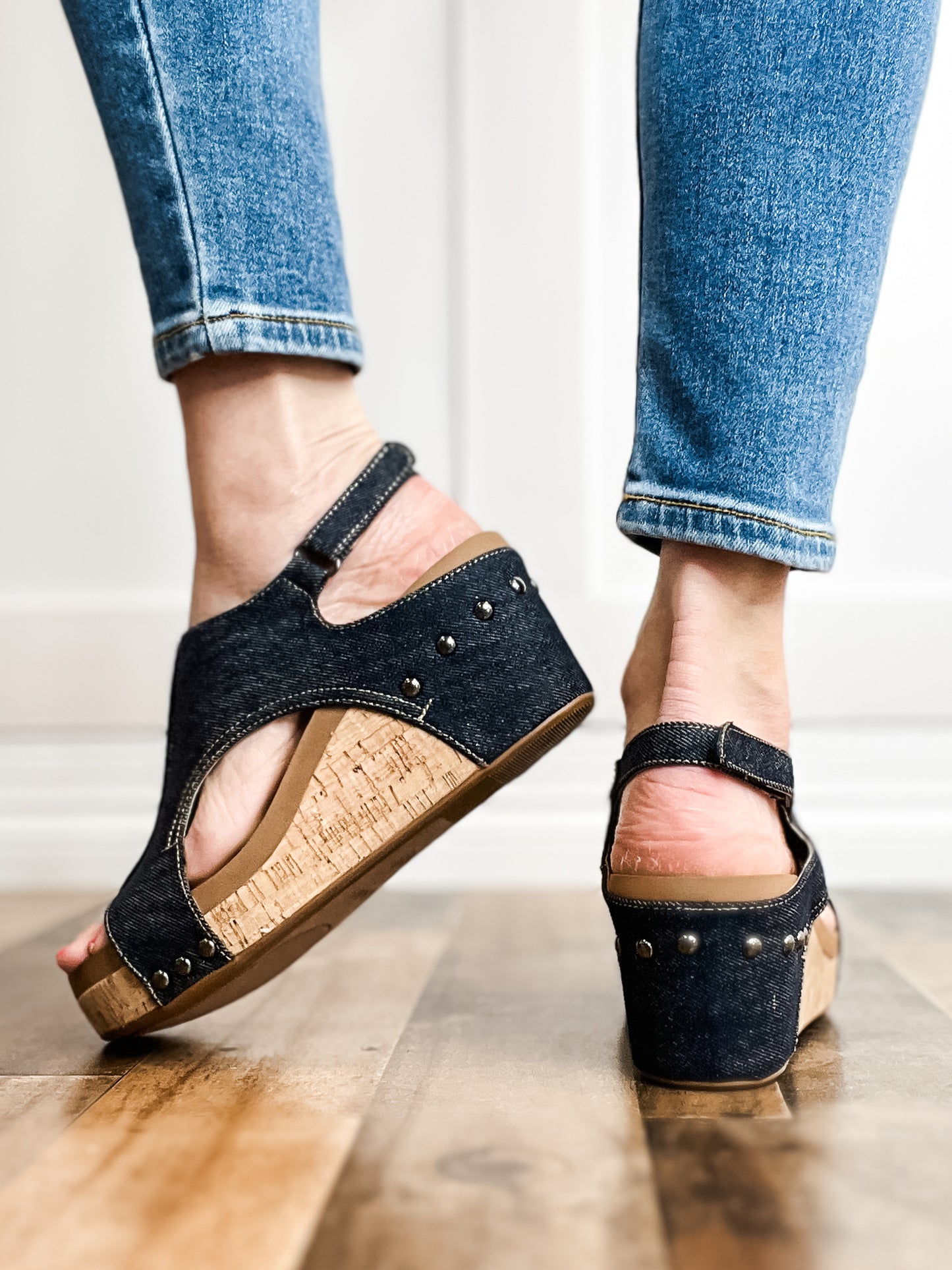 Corkys Carley Wedge Sandals in Denim