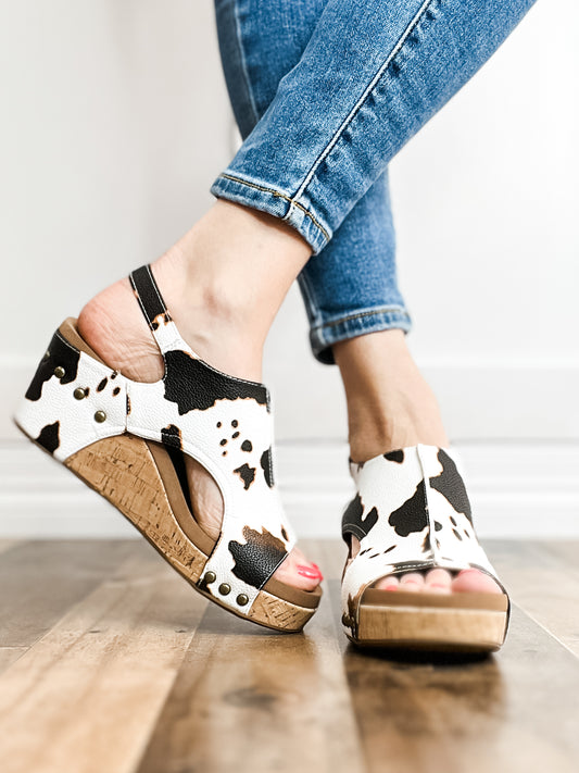 Corkys Carley Wedge Sandals in Cow Smooth