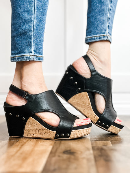 Black Vegan Leather Liliana Wedge Heels For Women – Monrow Shoes