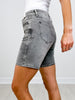 Judy Blue SUTTON Mid Rise Contrast Wash Grey Bermuda Denim Shorts