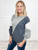 SLUB FRENCH TERRY COLOR BLOCK TOP WITH STITCHING DETAIL