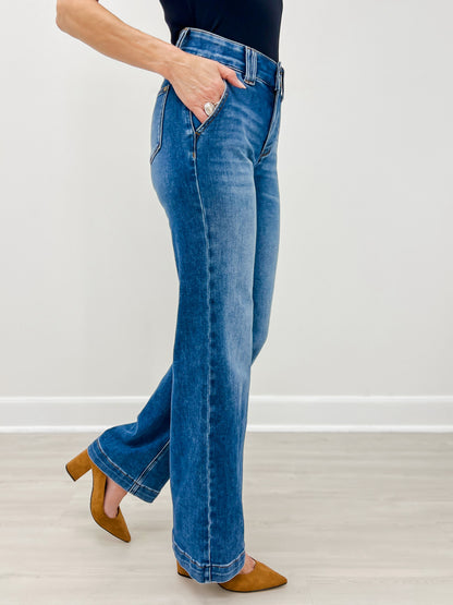 Avery Denim The Tailored Trouser - Classic Blue