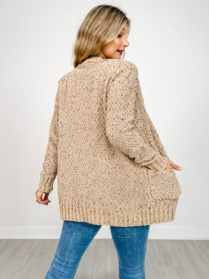 Open Front Popcorn Yarn Cardigan Sweater