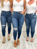 Judy Blue Hi-Waist Skinny Slanted Frayed Hem Denim Jeans