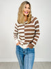 Crew Neck Waffle Texture Color Block Sweater