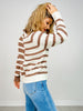 Crew Neck Waffle Texture Color Block Sweater