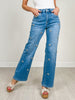 MICA Denim High Rise Wide Leg Embellished Jeans