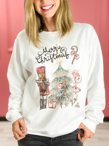 Merry Christmas Nutcracker Rhinestone Graphic Top