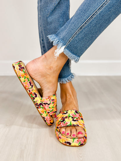 Coastal Bloom Embroidered Slip-Ons