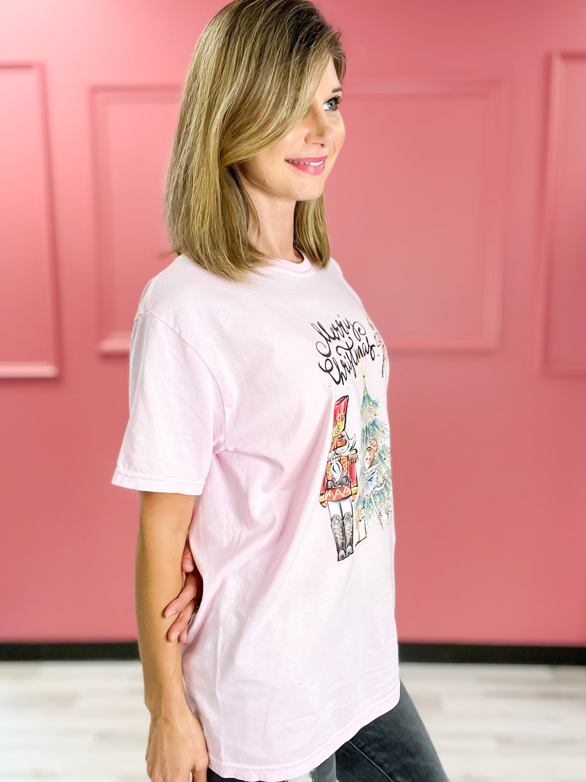 Merry Christmas Nutcracker Rhinestone Graphic Top