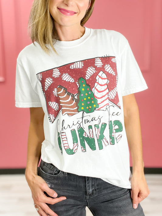 Christmas Tree Junkie Graphic Top