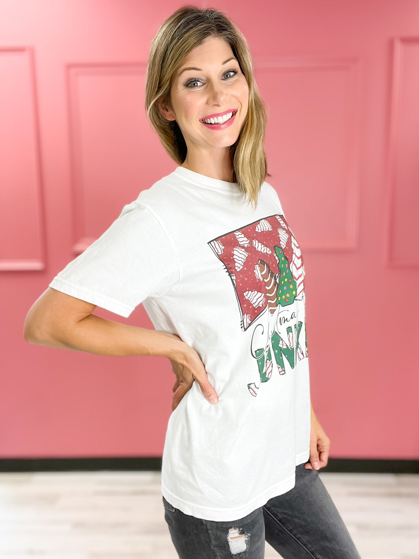 Christmas Tree Junkie Graphic Top