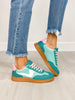 Color Pop Stripe Accent Sneakers in Green Multi