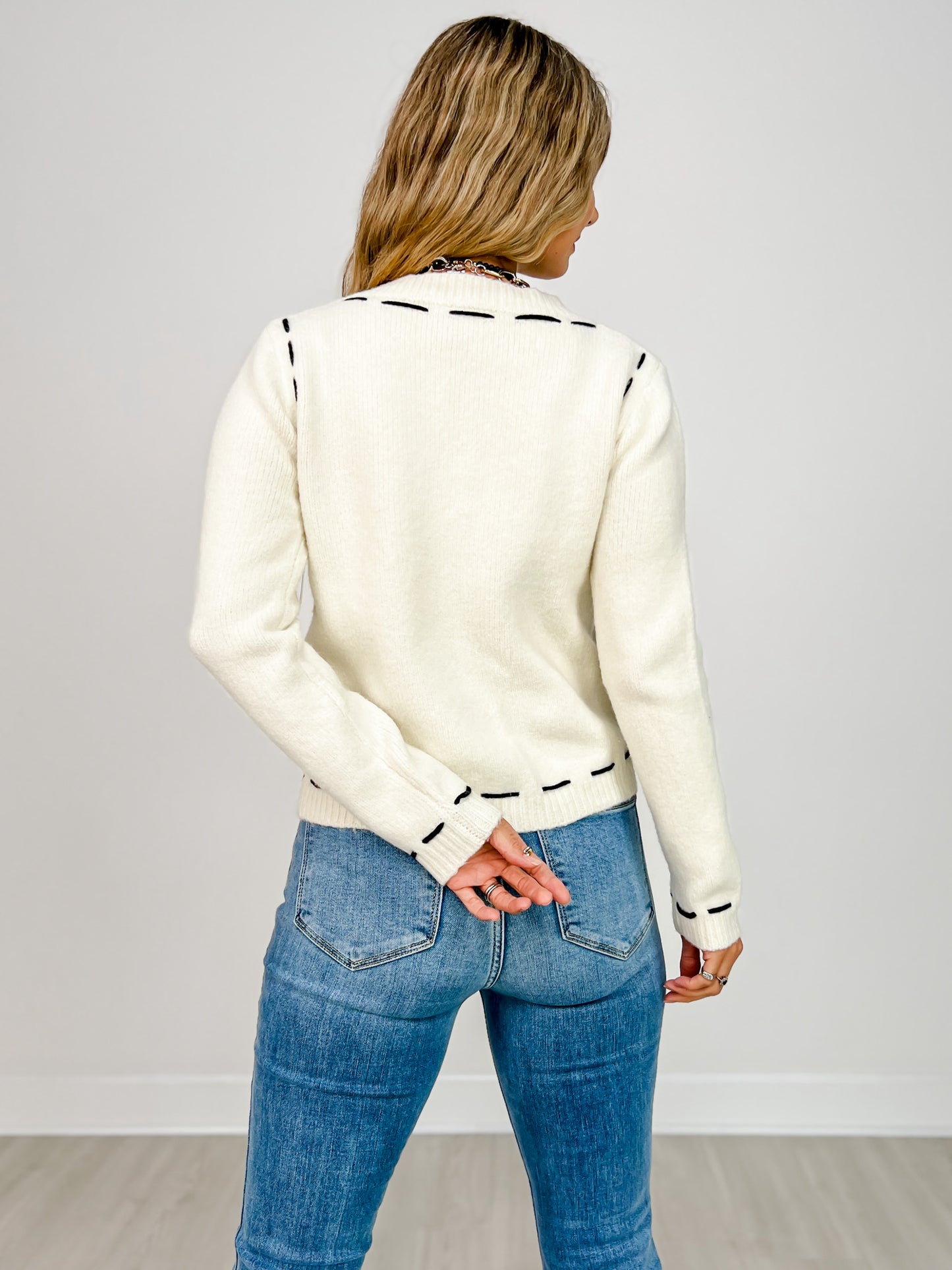 Button Down Front Long Sleeve Cardigan