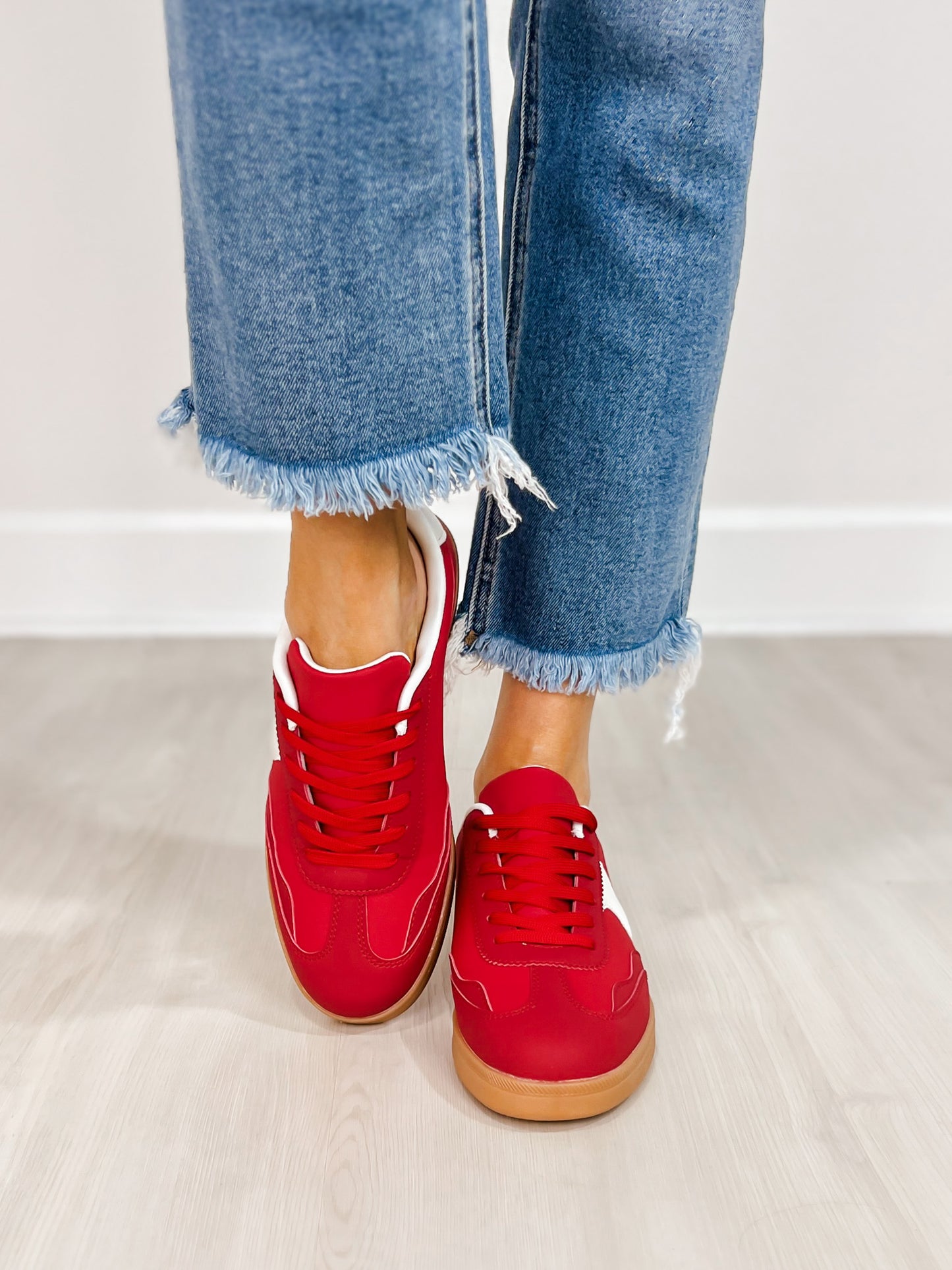 Color Pop Stripe Accent Sneakers in Red