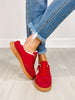 Color Pop Stripe Accent Sneakers in Red