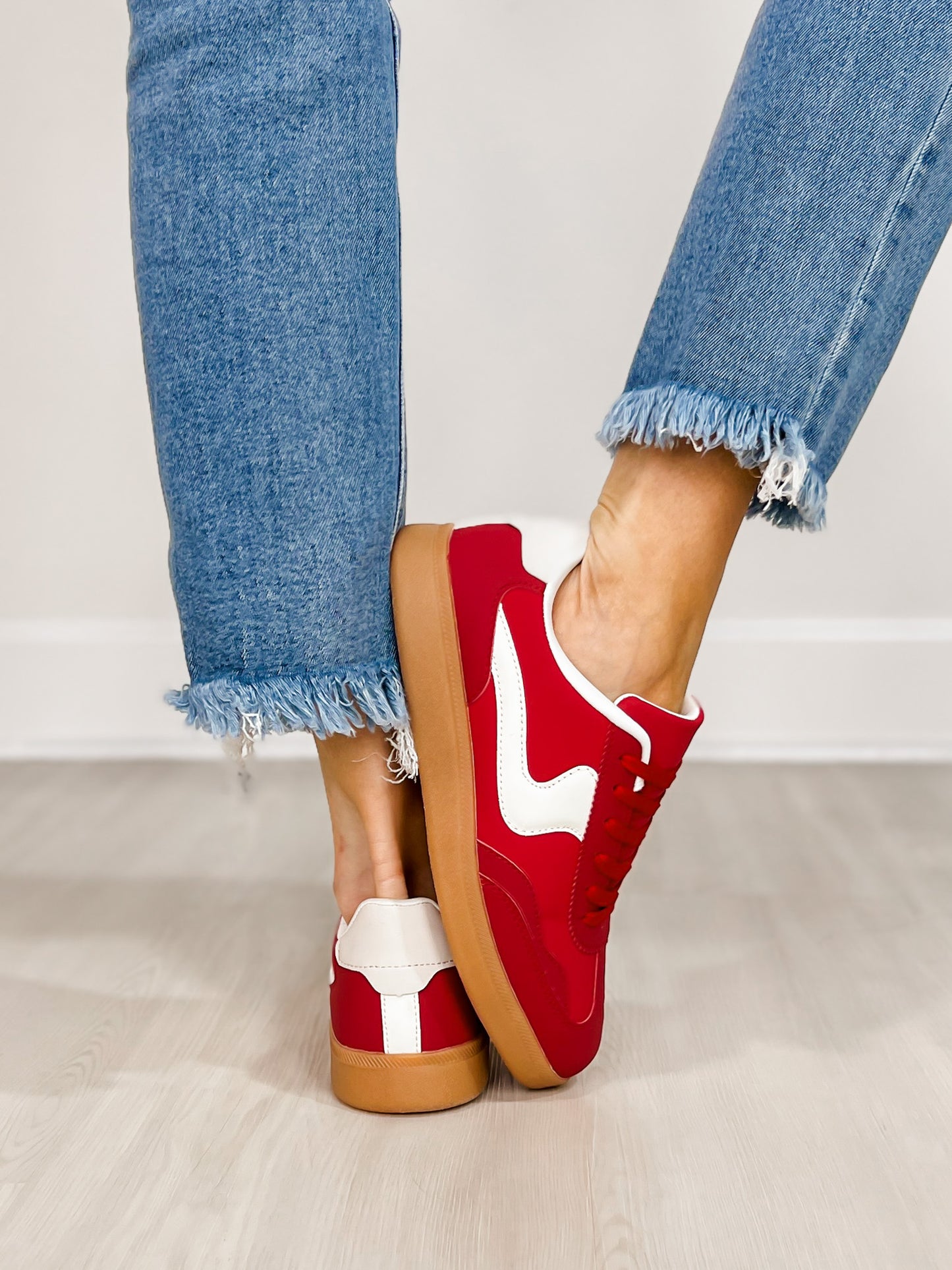 Color Pop Stripe Accent Sneakers in Red