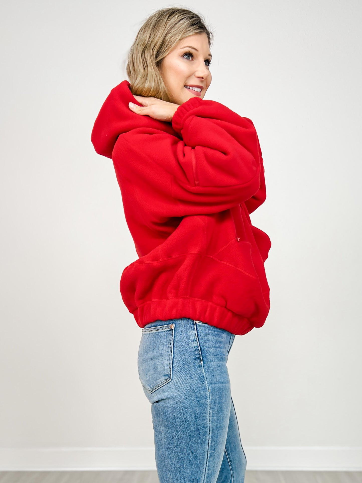 Long Sleeve 3/4 Zip Fleece Hooded Jacket