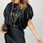 Sequin Short Dolman Sleeve Elastic Hem Top
