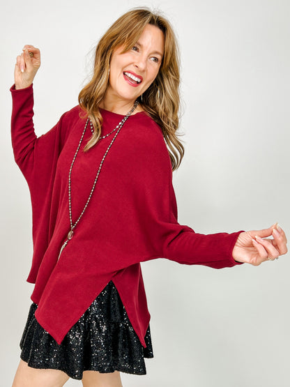 Luxe Relaxed Mock Neck Rib Sweater