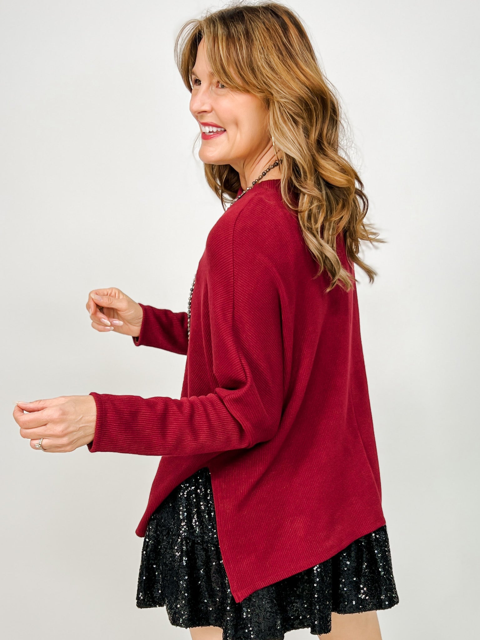 Luxe Relaxed Mock Neck Rib Sweater