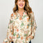 Floral Print Long Sleeve Button Down Drop Shoulder Top