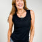 Bow Trim Ruffled Knit Tank Top in Black