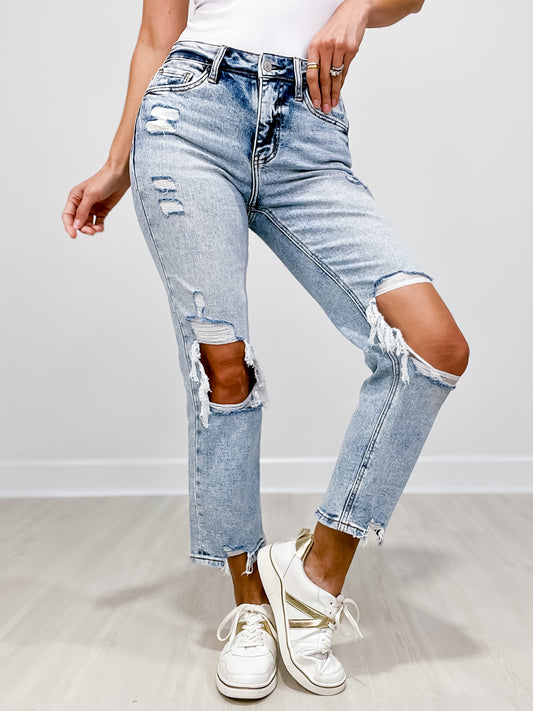 Lovervet by Vervet CROP IT LIKE IT'S HOT High Rise Cropped Distressed Jeans