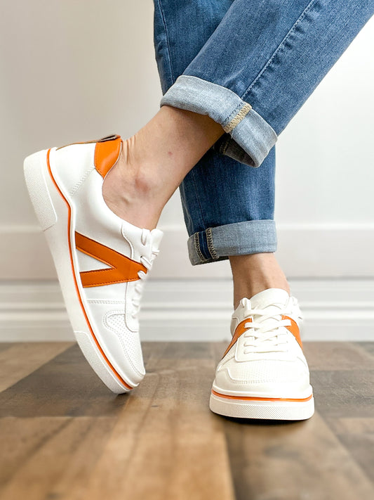 Mia "Alta" Tennis Shoes in White and Orange