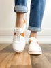 Mia "Alta" Tennis Shoes in White and Orange