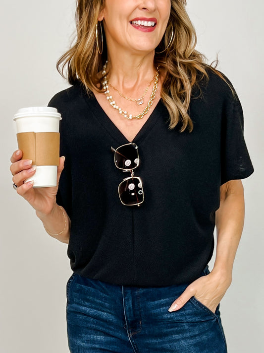 Double V Short Sleeve Top