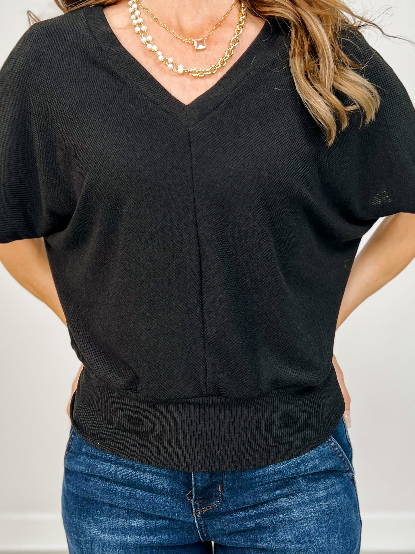 Double V Short Sleeve Top